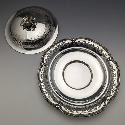 1866 British Antique Sterling Silver Butter Dish with Lid 300g Henry Wilkinson